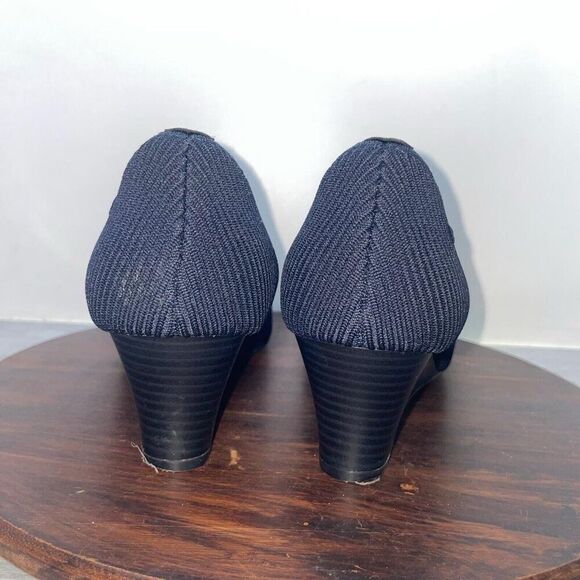 Vivaia Margot Wedge Pro Heels Womens 43 EU 11 US Black Knit Comfort Square Pumps - Picture 5 of 9